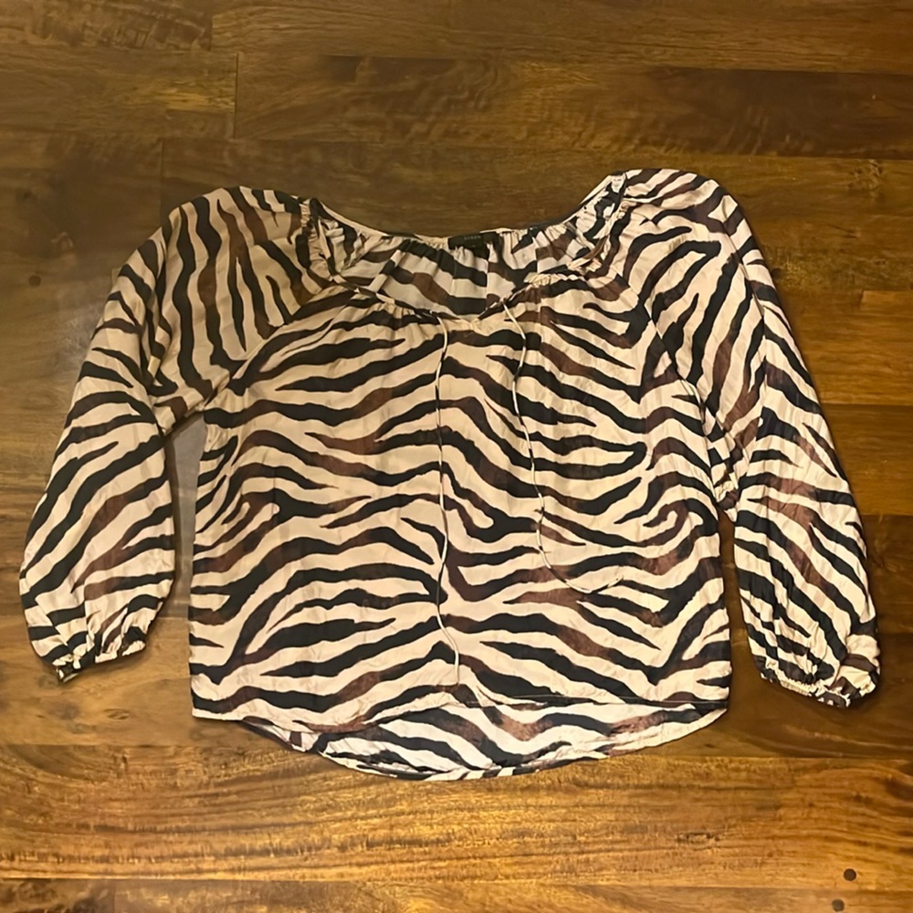 J.Crew Drapey Tie-front Top in Zebra Stripe